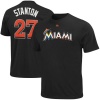 Giancarlo Stanton #27 Youth Black Majestic Miami Marlins Name & Number T-Shirt