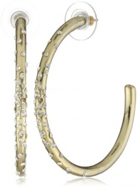 Nine West HOOP THERE IT IS Gold-Tone Crystal Pave C Hoop Earrings Nine West HOOP THERE IT IS Gold-Tone Crystal Pave C Hoop Earrings