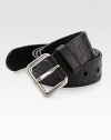 Embossed-croc leather style with engraved metal buckle for an impeccable finish.LeatherAbout 1½ wideMade in Italy