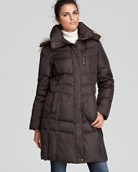 Cozy down gets a luxurious lift with plush fur details and a removable hood on this Marc New York coat. Cozy down gets a luxurious lift with plush fur details and a removable hood on this Marc New York coat.