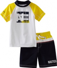 Nautica Sportswear Kids Boys 2-7 Rash Guard And Swim Trunk Set, Yellow, Medium