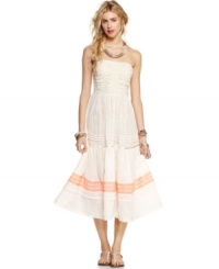 Neon embroidery adds a stylish splash of color to this otherwise sweet Free People dress -- perfect for a pretty boho look!