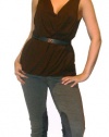 Marni Brown V-neck Top. L