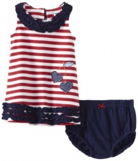 Hartstrings Baby-Girls Infant Interlock Sleeveless Dress with Heart Cherries and Diaper Cover Set, Red/White Stripe, 6-9 Months Hartstrings Baby-Girls Infant Interlock Sleeveless Dress with Heart Cherries and Diaper Cover Set, Red/White Stripe, 6-9 Months