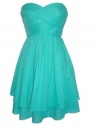 JESSICA SIMPSON Strapless Tiered Skirt Dress-AQUA GREEN-8