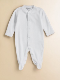Lightweight yet warm, this footed silhouette in super soft pima cotton is perfect for everyday.Front snap closure Long sleeves Snap bottom Pima cotton Machine wash Imported Please note: Number of snaps may vary depending on size ordered. Lightweight yet warm, this footed silhouette in super soft pima cotton is perfect for everyday.Front snap closure Long sleeves Snap bottom Pima cotton Machine wash Imported Please note: Number of snaps may vary depending on size ordered.