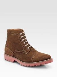 EXCLUSIVELY OURS. A rugged design in smooth Italian suede accented with perforated details.Cap toe Leather lining Padded insole Contrast rubber sole Made in Italy EXCLUSIVELY OURS. A rugged design in smooth Italian suede accented with perforated details.Cap toe Leather lining Padded insole Contrast rubber sole Made in Italy