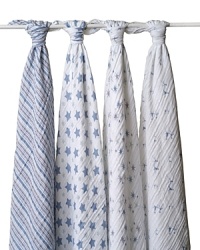 Make baby feel warm and secure with this set of so-soft swaddles constructed from lightweight cotton muslin to reduce the risk of overheating. Also great as a stroller drape, nursing cover or burp cloth. Make baby feel warm and secure with this set of so-soft swaddles constructed from lightweight cotton muslin to reduce the risk of overheating. Also great as a stroller drape, nursing cover or burp cloth.