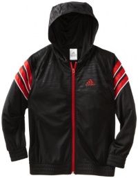 adidas Boys 8-20 Youth Fat Stripes Jacket, Black/Light Scarlet/White, Small adidas Boys 8-20 Youth Fat Stripes Jacket, Black/Light Scarlet/White, Small