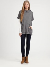 Soft heathered jersey, loosely styled in a drawstring pullover.Draped hoodDropped shouldersShort sleevesKangaroo pocketDrawstring hemAbout 28 from shoulder to hemCottonMachine washMade in USA of imported fabricModel shown is 5'11 (180cm) wearing US size Small.This style runs true to size. We recommend ordering your usual size for a standard fit. Soft heathered jersey, loosely styled in a drawstring pullover.Draped hoodDropped shouldersShort sleevesKangaroo pocketDrawstring hemAbout 28 from shoulder to hemCottonMachine washMade in USA of imported fabricModel shown is 5'11 (180cm) wearing US size Small.This style runs true to size. We recommend ordering your usual size for a standard fit.