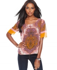 An exotic print lets bold hues stand out! INC's petite top can be styled casually or dressed up depending on your mood.