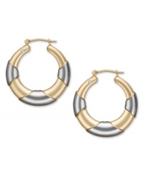 Jewelry styles in mixed metallics offer the perfect opportunity to mix and match. What's more, Signature Gold's™ petite hoop earrings also feature a sparkling diamond accent for an ultra-glam look. Crafted in 14k gold and 14k white gold. Approximate diameter: 1 inch. Jewelry styles in mixed metallics offer the perfect opportunity to mix and match. What's more, Signature Gold's™ petite hoop earrings also feature a sparkling diamond accent for an ultra-glam look. Crafted in 14k gold and 14k white gold. Approximate diameter: 1 inch.