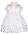 Princess Faith Pearly Lattice Dress with Diaper Cover (Sizes 0M - 9M) - white, 6 - 9 months