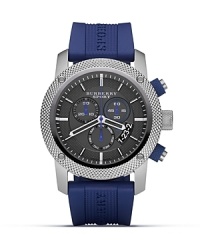 Looking for a watch that marks more than time? Burberry offers a bold blue rubber strap and modern steel watchface with textured trim. Looking for a watch that marks more than time? Burberry offers a bold blue rubber strap and modern steel watchface with textured trim.