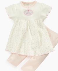 Style her sweetly in this floral tunic and ribbed legging set from Bon Bebe. Style her sweetly in this floral tunic and ribbed legging set from Bon Bebe.