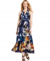 Jones New York's floral-print maxi is a must-have this season, dressed up with a ruffled bodice and a waist-whittling self-tie belt.