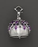 Inspired by Zen philosophy, this matte sterling silver Cathedral meditation bell from Paul Morelli is set with amethyst and black spinel.