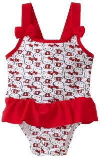 Hello Kitty Baby-girls Infant Ruffle One Piece Swimsuit, White, 12 Months Hello Kitty Baby-girls Infant Ruffle One Piece Swimsuit, White, 12 Months