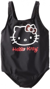 Hello Kitty Girls 7-16 1 Piece with Rhinestones, Black, 7/8 Hello Kitty Girls 7-16 1 Piece with Rhinestones, Black, 7/8