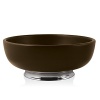 Medium Revere bowl by Atticus. This very American collection brings a fresh twist to a classic tradition: the Revere bowl originated by famed silversmith Paul Revere. The rich and beautiful espresso-colored hevea woodgrain and signature Revere motif aluminum accents make the Revere collection as stylish and simple as it is versatile.