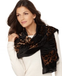 Add some animal magnetism to your favorite slinky dress. A smooth velvet wrap with an intriguing animal design by Style&co. Sheer chiffon at the back. Add some animal magnetism to your favorite slinky dress. A smooth velvet wrap with an intriguing animal design by Style&co. Sheer chiffon at the back.