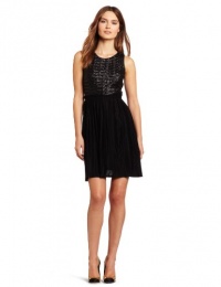 laundry BY SHELLI SEGAL Women's Pleated Jersey and Sequin Dress, Black, 10 laundry BY SHELLI SEGAL Women's Pleated Jersey and Sequin Dress, Black, 10