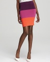 Sleek, bold and bright, this haute-hot colorblock skirt leads the trend this season with a vibrant color and a lean fit. Go long and tall with heels or ice-pop sweet with flats.
