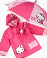 She'll never want the rain to go away when she can greet it with this sweet Hello Kitty raincoat! She'll never want the rain to go away when she can greet it with this sweet Hello Kitty raincoat!
