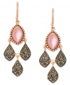Setting the stage for style. Genevieve & Grace's drop earrings, set in 18k rose gold over sterling silver, dazzle with pink shells offset by marcasite-accented teardrops. Approximate drop: 1 inch.