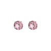.925 Sterling Silver Rhodium Plated 3mm October Birthstone Round CZ Solitaire Basket Stud Earrings for Baby and Children & Women with Screw-back (Pink Tourmaline, Light Pink)