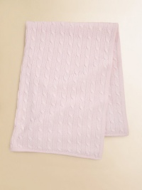 Pure cashmere blanket makes the ultimate stunning, luxurious gift for baby.31 X 43Knit in signature cabling with ribbed edgesCashmereDry cleanImported Pure cashmere blanket makes the ultimate stunning, luxurious gift for baby.31 X 43Knit in signature cabling with ribbed edgesCashmereDry cleanImported