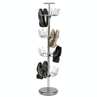 Household Essentials Four-Tier Revolving Shoe Tree Holds 24 Pairs, Chrome Household Essentials Four-Tier Revolving Shoe Tree Holds 24 Pairs, Chrome