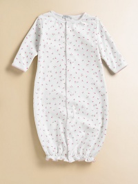 A witty take on the classic coverall, this rose-printed design in soft pima cotton, easily converts to a cozy gown.Front button closure Snap bottom Legs have elastic cuffs Pima cotton Machine wash Imported Please note: Number of snaps may vary depending on size ordered. A witty take on the classic coverall, this rose-printed design in soft pima cotton, easily converts to a cozy gown.Front button closure Snap bottom Legs have elastic cuffs Pima cotton Machine wash Imported Please note: Number of snaps may vary depending on size ordered.