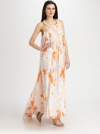 Floral-print silk chiffon gathers from shoulder to hem in a floor-sweeping silhouette.Rolled scoopneckSleevelessGathered throughoutDraped backAbout 39 from natural waistSilkDry cleanImportedModel shown is 5'9½ (176cm) wearing US size 4. Floral-print silk chiffon gathers from shoulder to hem in a floor-sweeping silhouette.Rolled scoopneckSleevelessGathered throughoutDraped backAbout 39 from natural waistSilkDry cleanImportedModel shown is 5'9½ (176cm) wearing US size 4.