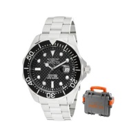 Invicta Men's 12562 Pro Diver Black Carbon Fiber Dial Stainless Steel Watch with Grey/Orange Impact Case Invicta Men's 12562 Pro Diver Black Carbon Fiber Dial Stainless Steel Watch with Grey/Orange Impact Case