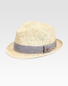 A soft, woven straw design with fabric band for a look with endless, summertime style.StrawBrim, about 2Spot cleanMade in USA