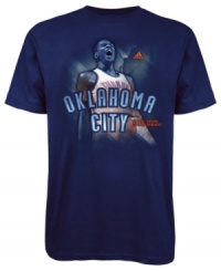 Pay homage to your favorite forward Kevin Durant of the Oklahoma City Thunder in this tee by adidas. Pay homage to your favorite forward Kevin Durant of the Oklahoma City Thunder in this tee by adidas.
