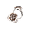 925 Silver & Brown Diamond Square Ring with 18k Gold Accents (0.45ctw)- Sizes 6-8