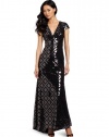 BCBGMAXAZRIA Women's Skylah Embellished Gown With V-Neck