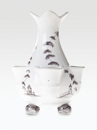 Inspired by the tulipieres of the 17th century, when exotic imported flowers were symbols of elite households, this piece sits atop large hand-painted, ball-shaped feet, and provides multiple stem openings.From the Country Estate collectionCeramic stoneware6H X 4½WDishwasher- & microwave-safeImported