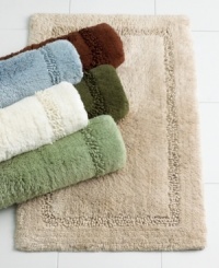 Bathing beauties. Enjoy the luxury of a plush rug underfoot. Crafted of cotton and rayon from bamboo for superb quality and softness. Bathing beauties. Enjoy the luxury of a plush rug underfoot. Crafted of cotton and rayon from bamboo for superb quality and softness.