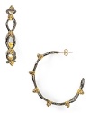 Edge meets elegance on this pair of Alexis Bittar hoop earrings, detailed with spiked gold pyramid stations.