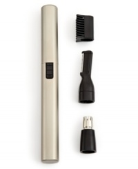Great looks are in the details. This 2-in-1 trimmer and detailer makes it easy to maintain goatees, mustaches, necklines, sideburns and eyebrows, plus nose & ear hair! Operated by a lithium battery, the high-powered tool features a dual head-rotary or detail-so you can take unwanted hair out. 3-year warranty. Model 5640. Great looks are in the details. This 2-in-1 trimmer and detailer makes it easy to maintain goatees, mustaches, necklines, sideburns and eyebrows, plus nose & ear hair! Operated by a lithium battery, the high-powered tool features a dual head-rotary or detail-so you can take unwanted hair out. 3-year warranty. Model 5640.