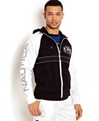 This nautical-inspired hoodie from Nautica will be your first mate on windy summer days. This nautical-inspired hoodie from Nautica will be your first mate on windy summer days.