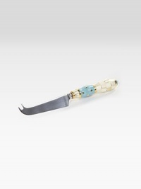 A unique serving piece in hand-painted porcelain with color-dragged checks and lustred gold accents. Porcelain with stainless steel blade8½ longHand washMade in the USA A unique serving piece in hand-painted porcelain with color-dragged checks and lustred gold accents. Porcelain with stainless steel blade8½ longHand washMade in the USA