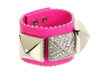 Juicy Couture Heavy Metal Pave Pyramid Stud Wide Leather Cuff Bracelet Pink Juicy Couture Heavy Metal Pave Pyramid Stud Wide Leather Cuff Bracelet Pink