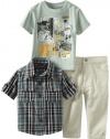 Kenneth Cole Baby-Boys Infant Plaid Shirt with Tee and Jean, Assorted, 12 Months