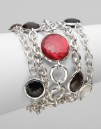From the Wonderland Collection. A dramatic, 5-strand design with clear quartz, mother-of-pearl accents and onyx stones set in sterling silver.Clear quartz, mother-of-pearl, onyx Sterling silver Length, 7¾ Clasp closure Imported