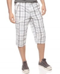 Go long! These cargo shorts from Alfani hit below the knee for standout summer style. Go long! These cargo shorts from Alfani hit below the knee for standout summer style.