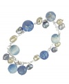 Cool, calm and collected. This serene bracelet features dyed-blue agate (31-1/2 ct. t.w.) and cultured freshwater pearls (6-7 mm). Set in sterling silver. Approximate length: 7-1/2 inches.